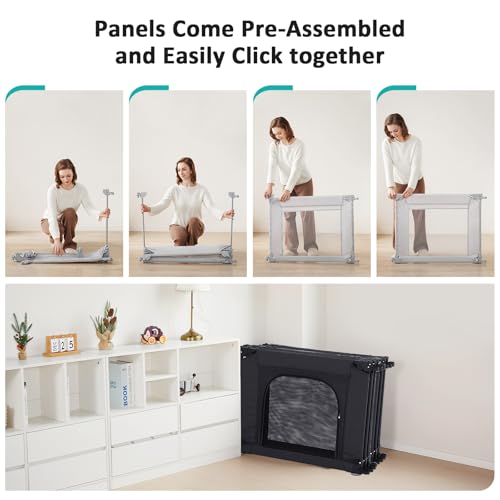 Baby Playpen, Shape & Size Adjustable, Foldable with Breathable Mesh, Black T790