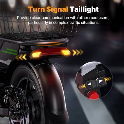 Electric Scooter for Adults, 28 Miles Range, 14'' Fat Tire, with Turn Signals L38069