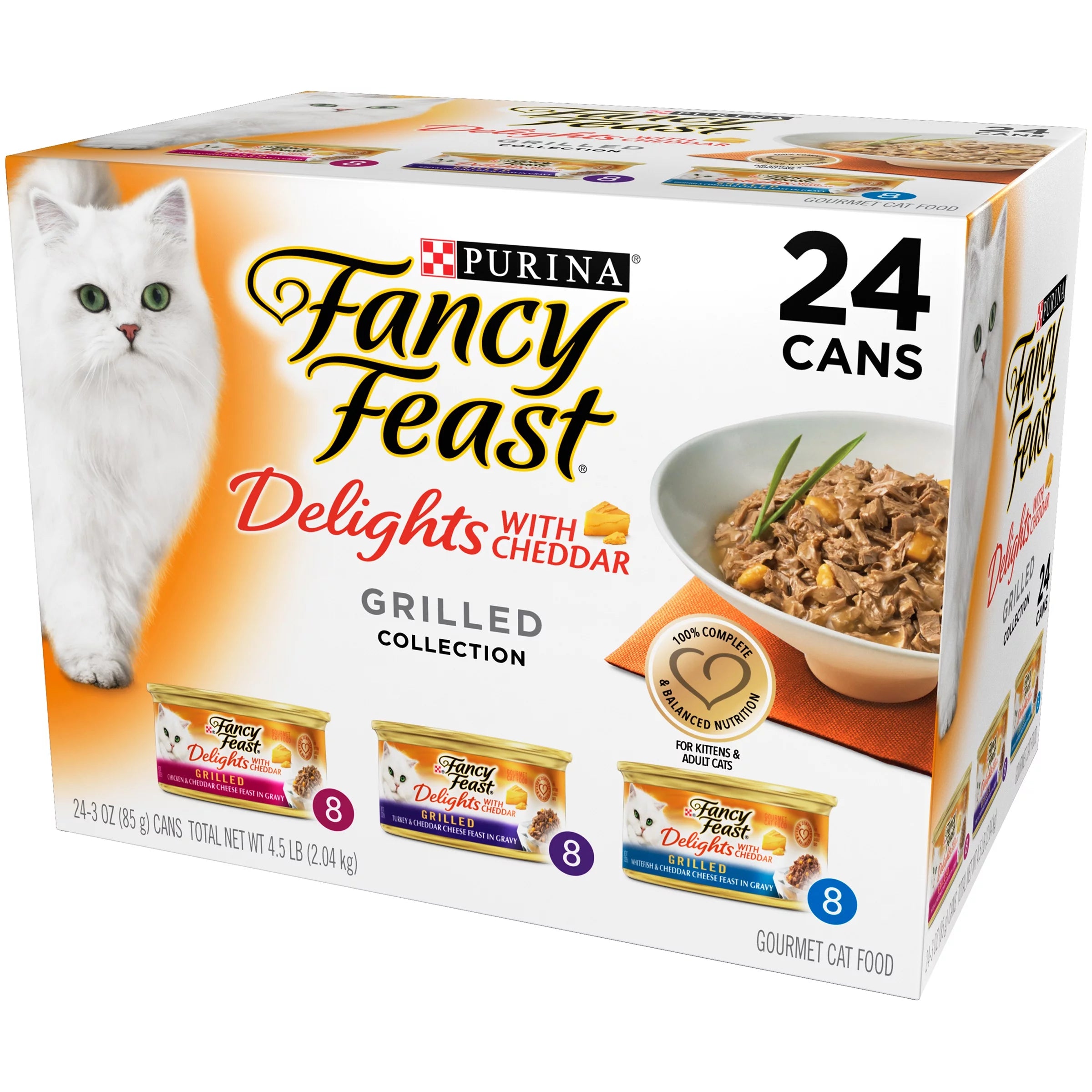 Wet Cat Food Variety Pack with Grilled Chicken, Turkey or Whitefish in Gravy M51272