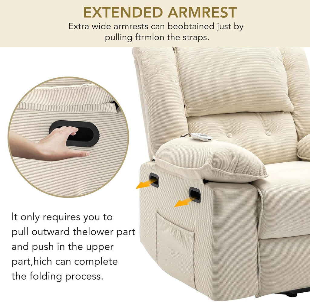 Power Lift Massage Recliner Chair - Beige B692
