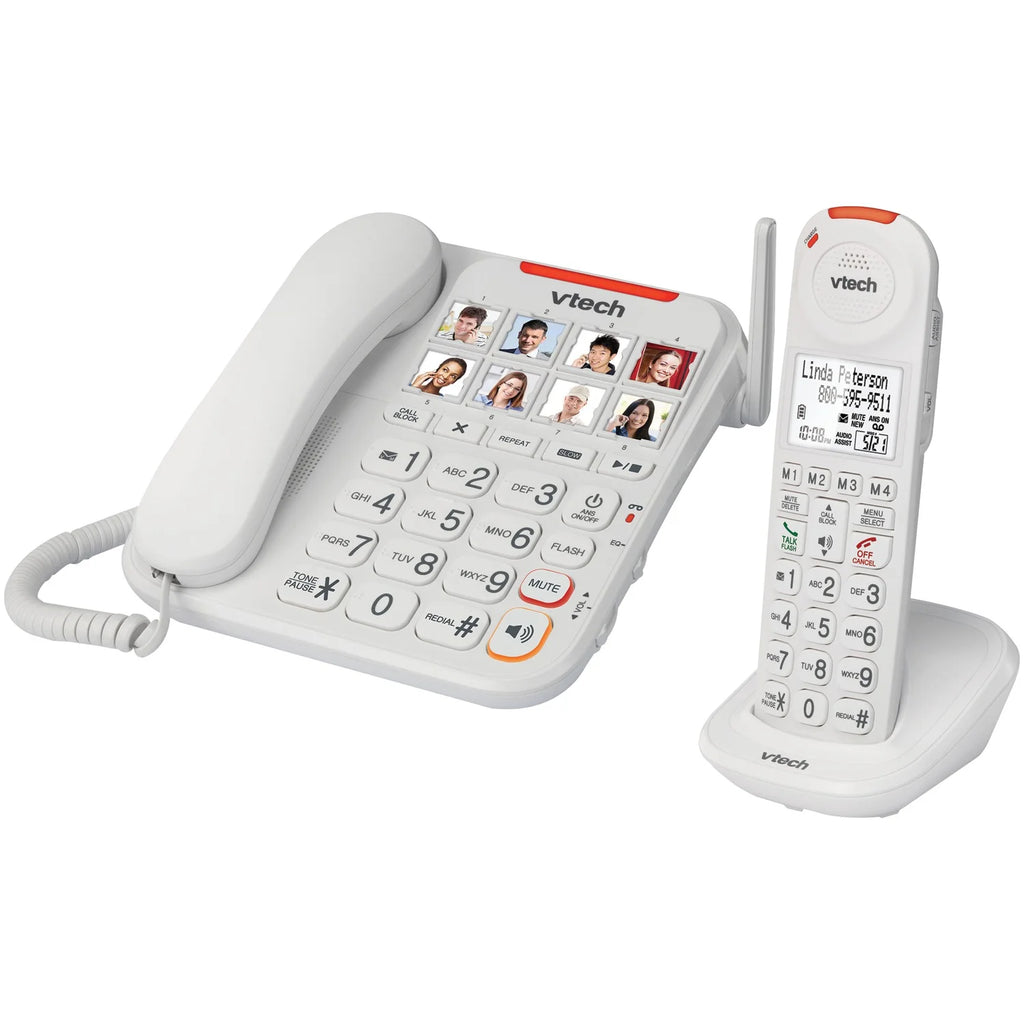 Amplified Corded/Cordless Answering System with Big Buttons & Display Y678