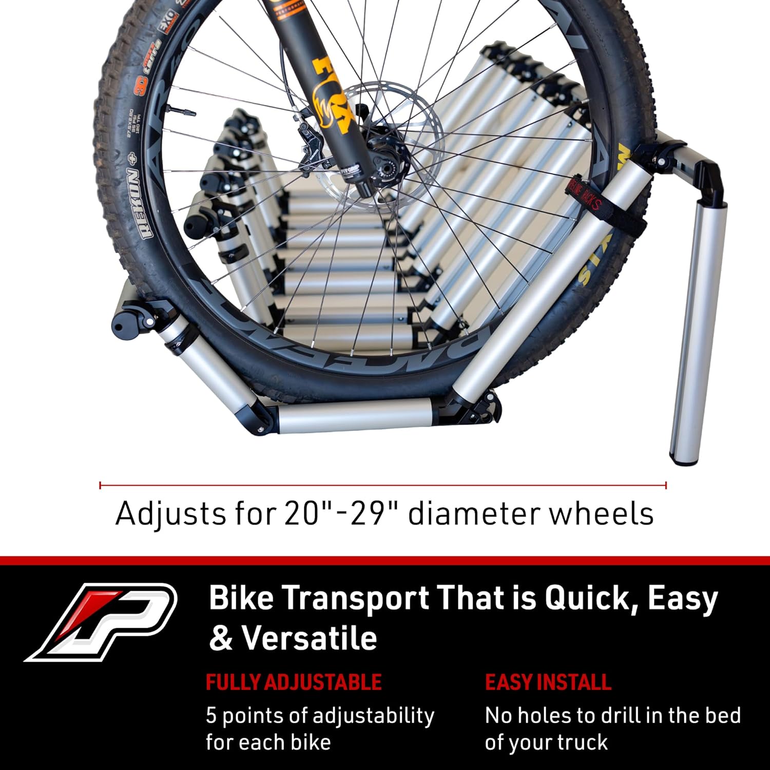 3 Bike Rack for Truck Bed, Standard Tire, Drill-Free Installation B996240