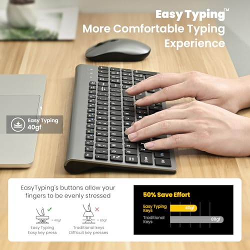 Wireless Keyboard and Mouse Combo, Compact Full Size, 2.4G Ultra-Thin, for Windows PC and Laptop - Blue G75389