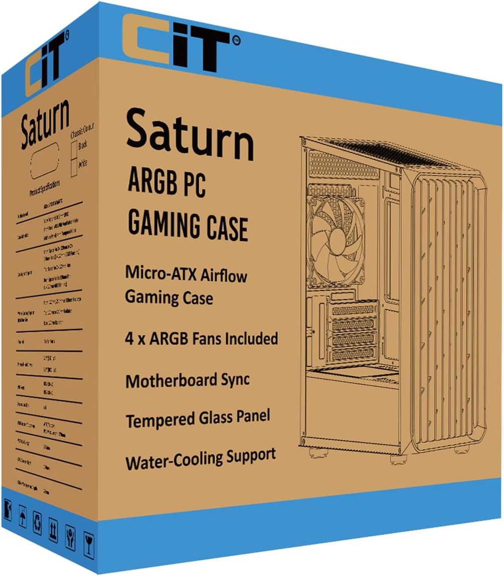 Airflow Micro-ATX PC Gaming Case with Mesh Front Panel and Tempered Glass Side Panel, White S493