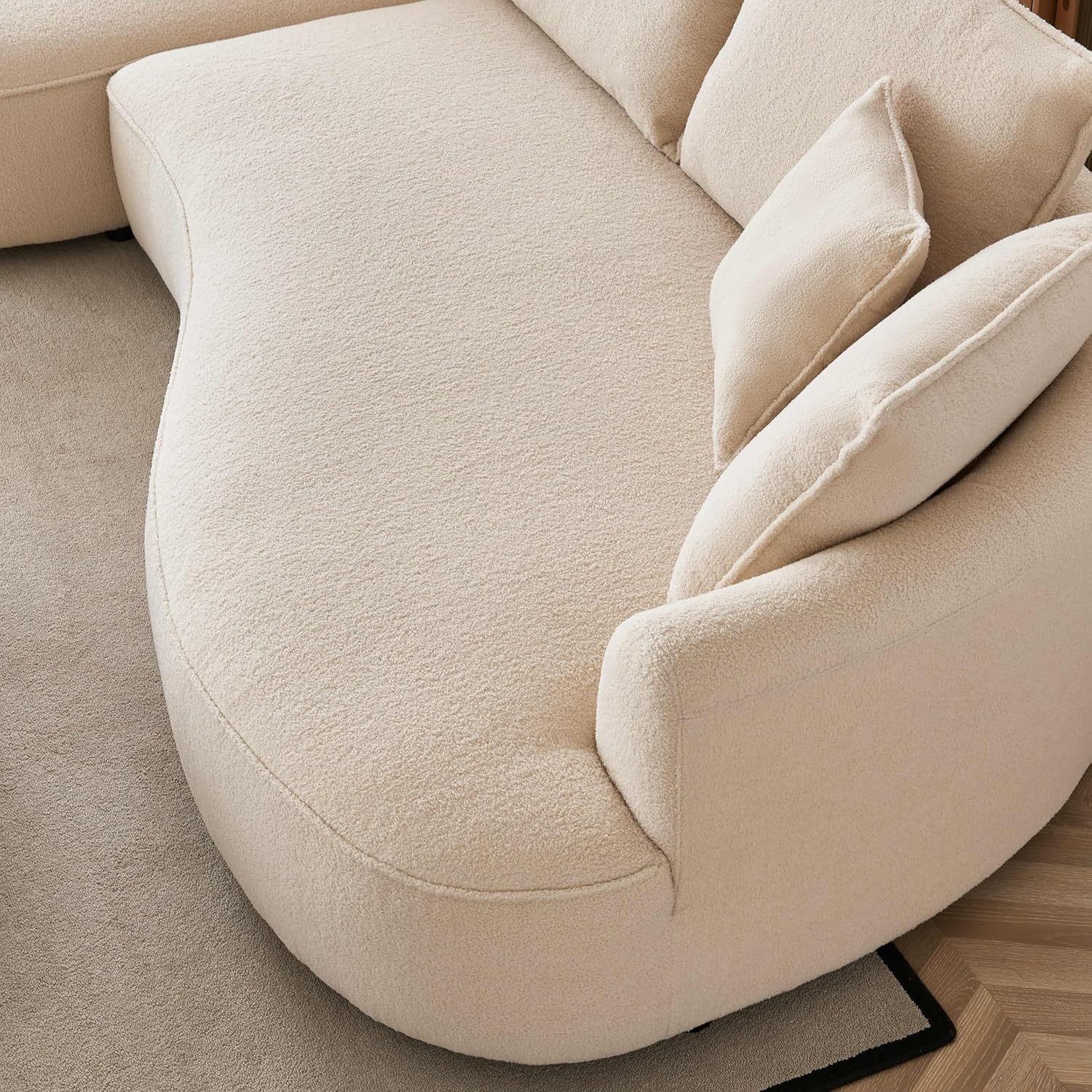 Curved Sofa Modern Boucle Fabric Modular Sectional E3050