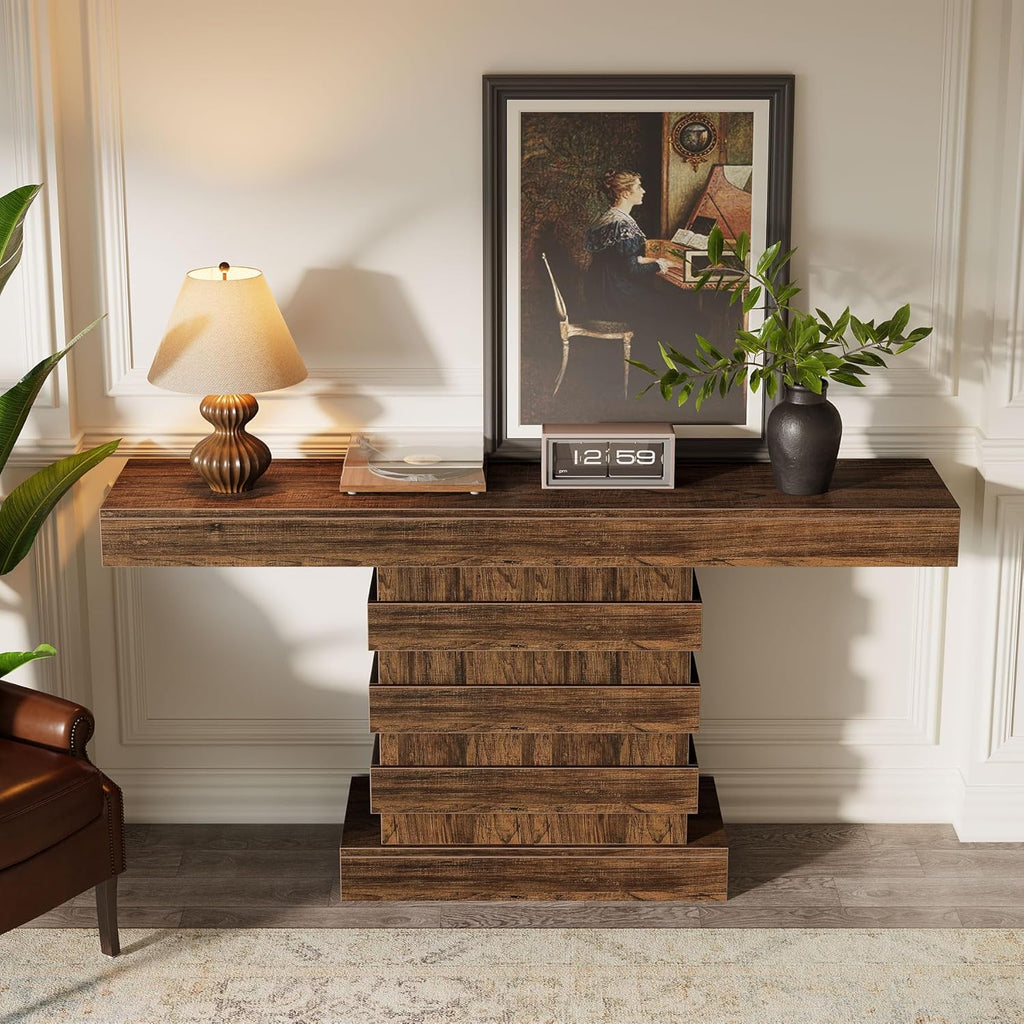 63-Inch Farmhouse Narrow Console Table for Entryway, Living Room, Rustic Brown G281732
