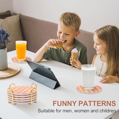 Ceramic Absorbent Coaster Set with Holder T269