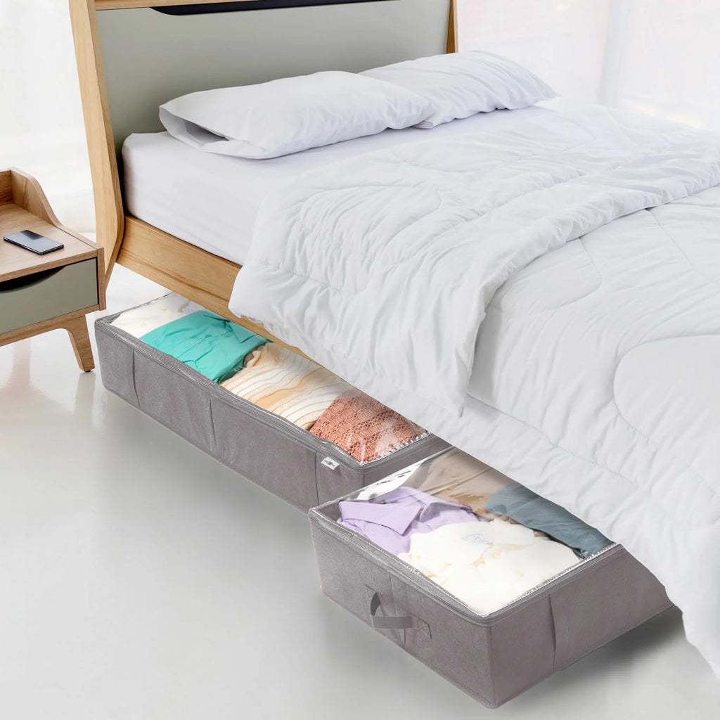 Under bed storage containers, large capacity, gray, 4 pack E966006