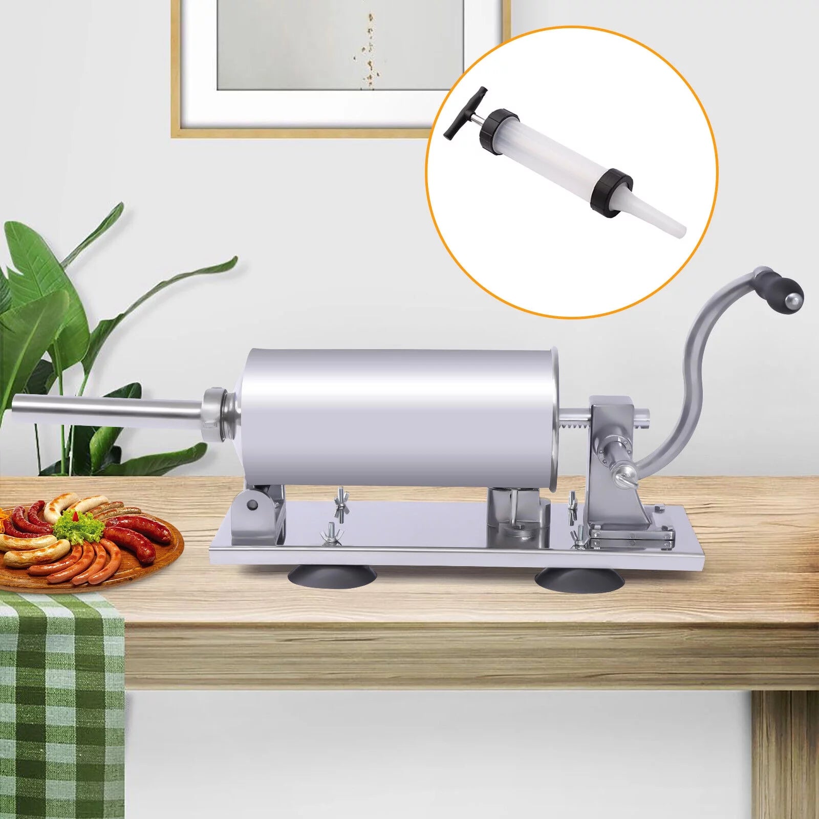 Manual Horizontal Sausage Maker Stainless Steel Meat Filling Machine F852619