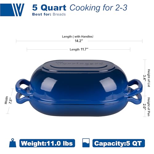Enameled Cast Iron Dutch Oven with Lid for Bread Baking, 5QT M245