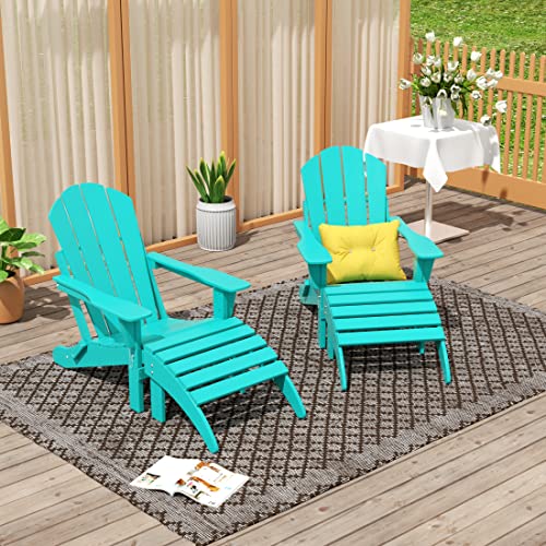 Adirondack Chair Outdoor Ottoman Set of 2 Patio Furniture Teak S2129