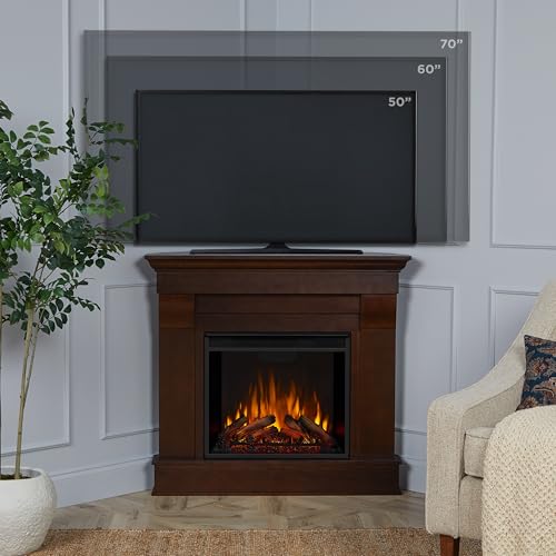 Corner Electric Fireplace with Mantel, Remote Control, Timer, White N935486