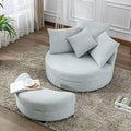 Oversized Swivel Accent Barrel Chair with Storage Ottoman+4 Pillows, Modern Upholstered Comfy Sofa Chaise Leisure Round Lounge Chair for Living Room/Bedroom (38in Beige Corduroy)
