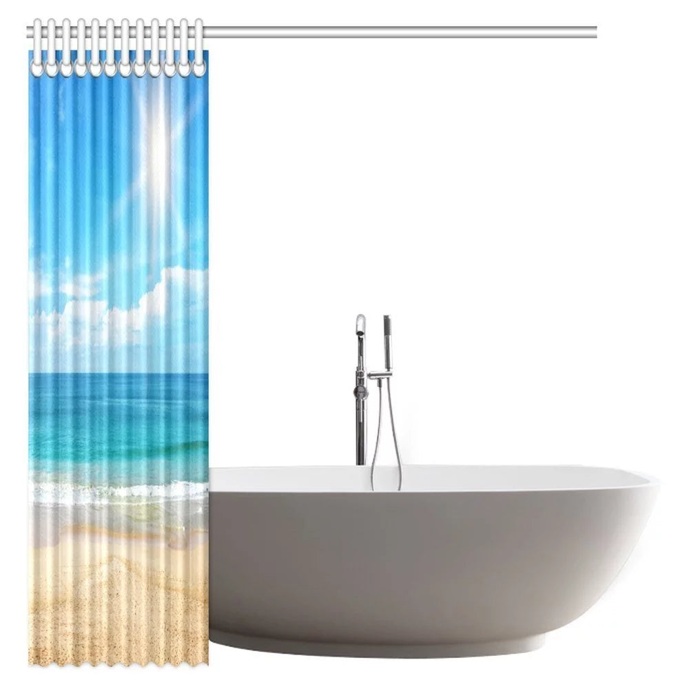 Nautical Seascape Ocean Shower Curtain with Hooks, 66 x 72 Inches J708559