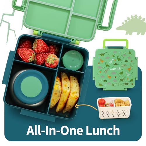 Kids Lunch Box with Thermos, 4 Compartments, Insulated, Drop-Proof, Dishwasher Safe I175