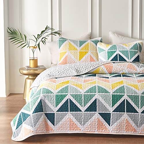 3 Piece Reversible Quilt Set King Size Soft Microfiber Lightweight Coverlet M5605
