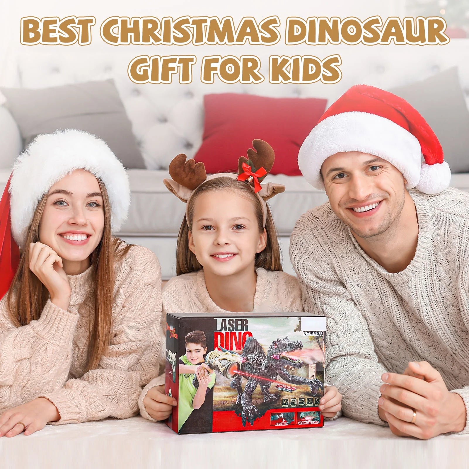 Remote Control Dinosaur Toys, Electronic Walking Robotic Dinosaur with Light Chasing and Spraying, RC Dinosaur for Kids Ages 3-12 D53495