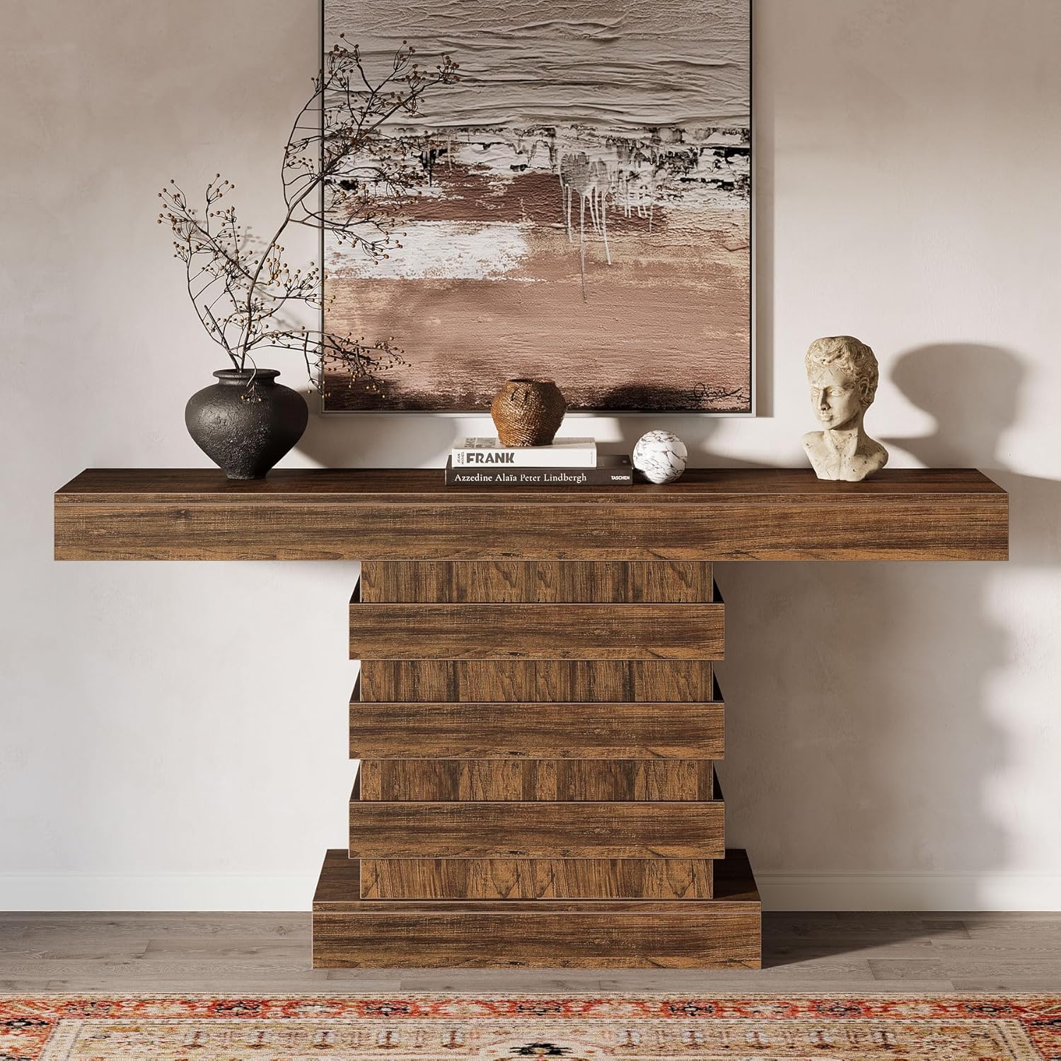 63-Inch Farmhouse Narrow Console Table for Entryway, Living Room, Rustic Brown G281732