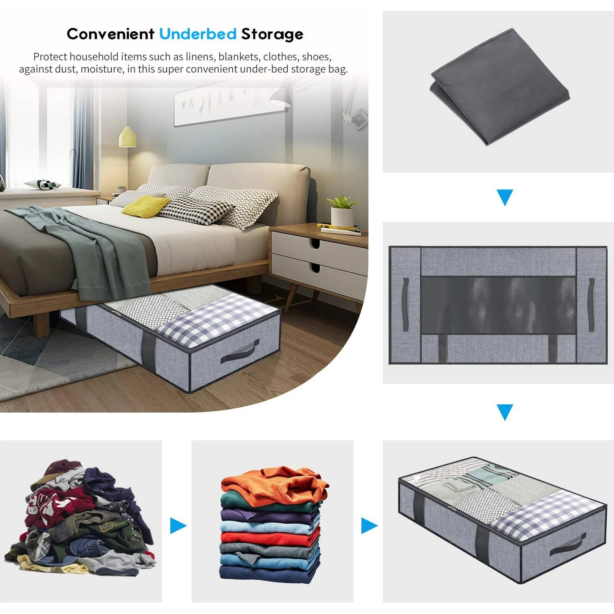 Foldable Underbed Storage Bags with Clear Window X23566