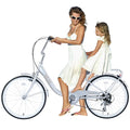 (US Stock) 26 Inch Women's Bike Ladys Bike Beach Cruiser Bike for Women/Girls/Men/Adults，Leather Saddle,City Hybrid Bike 7 Speeds Adult Bicycle Commuter Bike for Women Men, Multiple Colors