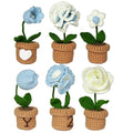 LA QUEENIE Crochet Kit for Beginners,6 Pcs Potted Flowers Crochet Kit for Adults,DIY Crochet Starter Kit for Complete Beginners with Step-by-Step Instructions Video Tutorials (Blue)