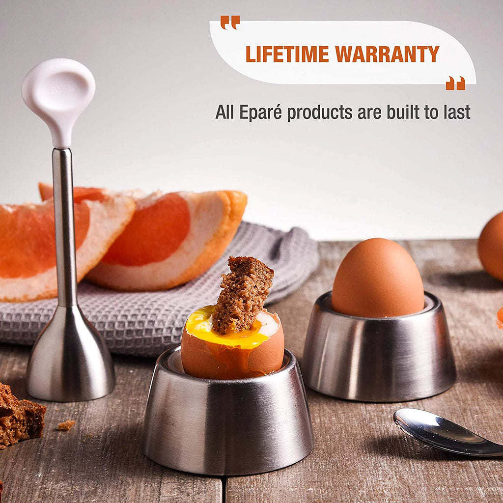 Egg Cracker Topper Set with Egg Cups, Cutter and Spoons J8726