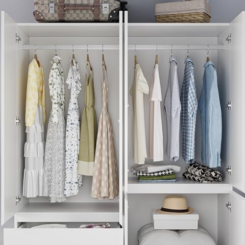 White Wardrobe Closet with Drawers and Doors U924913