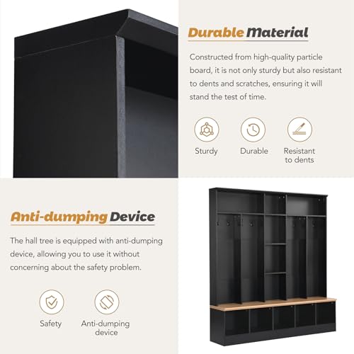 Hall Tree with Shoe Storage Bench and Coat Rack A444236