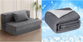 HOMFINE Folding Sofa Bed - Convertible Sleeper Chair with Pillow, Fold Out Couch, Memory Foam Floor Mattress, Futon Couch, Lazy Sofa for Living Room/Dorm/Guest Room/Home Office, Twin, Gray