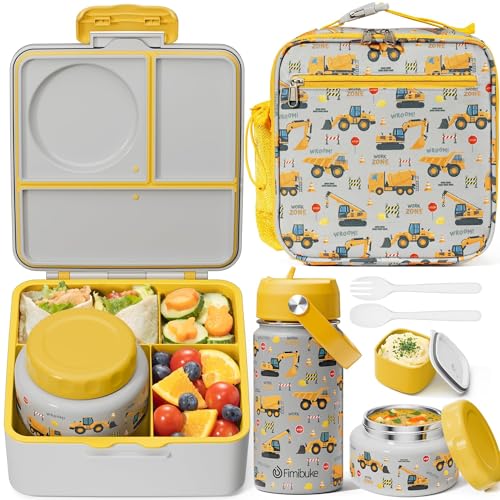 Bento Box for Kids Adults - Leakproof 3 Compartments Lunch Set with Thermos, Water Bottle, Lunch Bag & Cutlery C614861