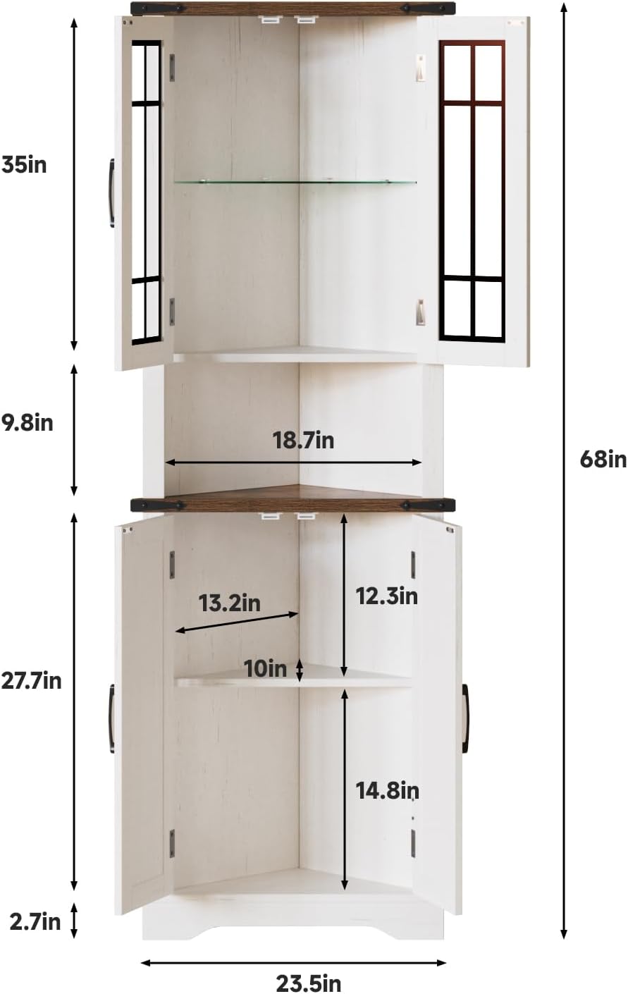 Corner Cabinet with LED Light and Glass Doors O56728