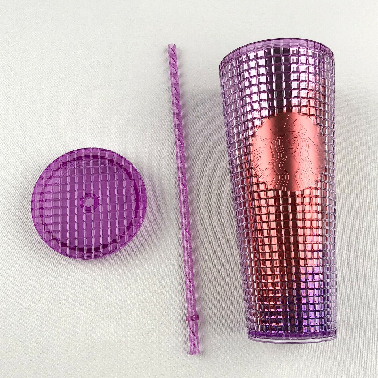 24oz Pink Purple Grid Cold Tumbler P4455