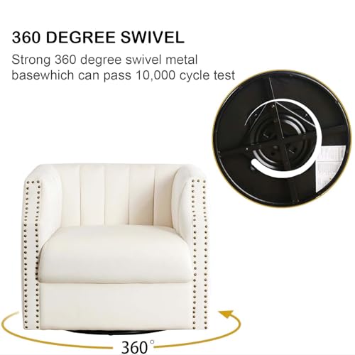 Swivel Barrel Chair Set of 2, 360° Curved Accent Chairs Upholstered for Living Room S60421
