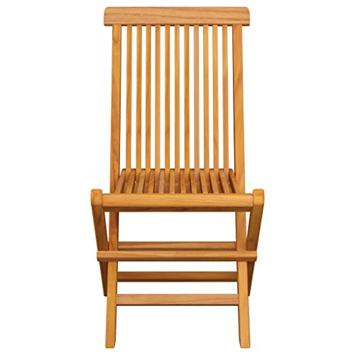 Folding Patio Chairs with Beige Cushions, Solid Teak Wood, Set of 6 Y7987