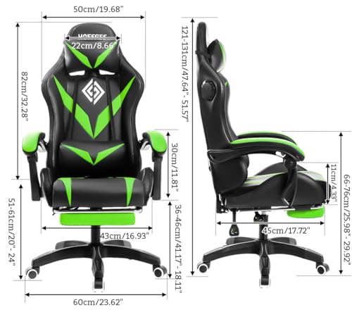 Ergonomic Gaming Chair with Massage, Bluetooth Speakers, LED Lights and Footrest I539040