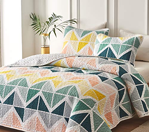 3 Piece Reversible Quilt Set King Size Soft Microfiber Lightweight Coverlet M5605