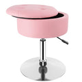 Vanity Stool with Storage, Makeup Room Seat Chair, Adjustable Height 17.9" to 24.4", PU Leather Round Vanity Chair with Removable Tray, Bathroom, Bedroom, Office, 360° Swivel Stool, Black