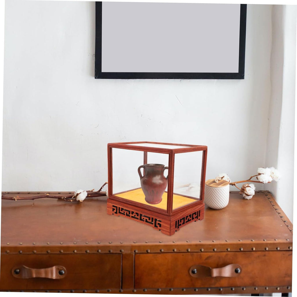 Transparent Glass Dome Cloche with Wooden Base J149