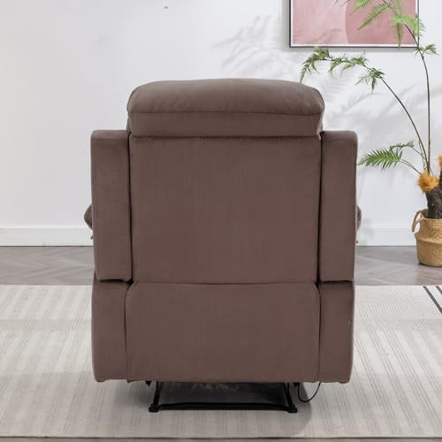 Manual Recliner Chair, Breathable Fabric with Padded Backrest and Armrests Q765