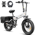 Jasion X-Hunter Electric Bike for Adults,1400W Peak Motor 30MPH Max Speed,624WH Removable Battery Full Suspension 20 * 4.0 Fat Tire Foldable Ebike, 7-Speed Bicycles,with Saddle Bag and Lock