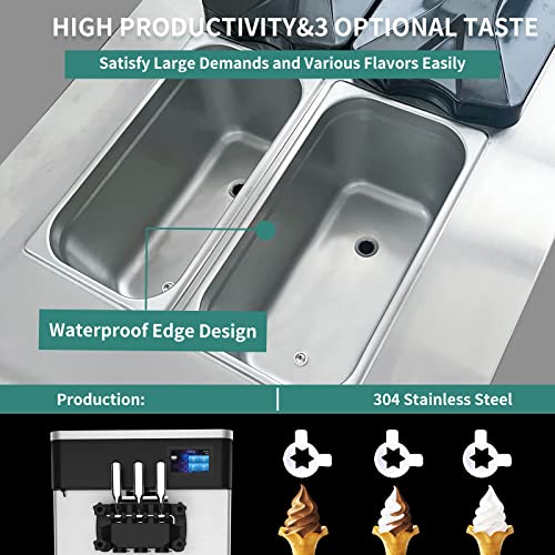 Soft Serve Ice Cream Machine, 3 Flavors, Auto Clean Y524062