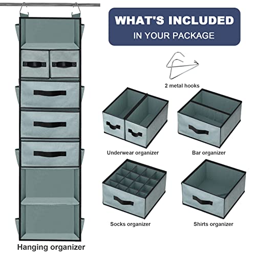 7-Shelf Hanging Closet Organizer with 5 Drawers and 8 Mesh Pockets M926520