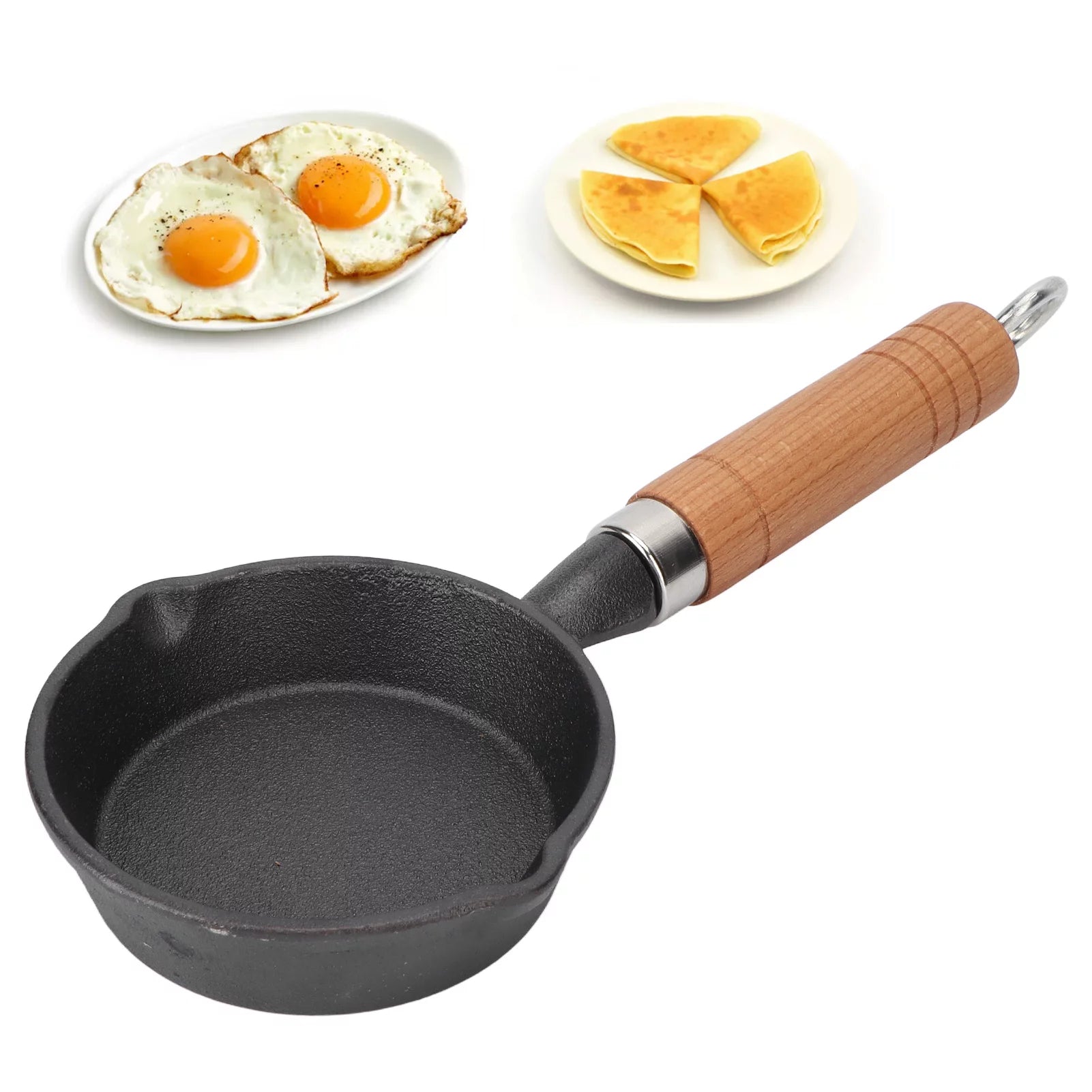 Cast Iron Pan with Wood Handle for Eggs and Pancakes W95623