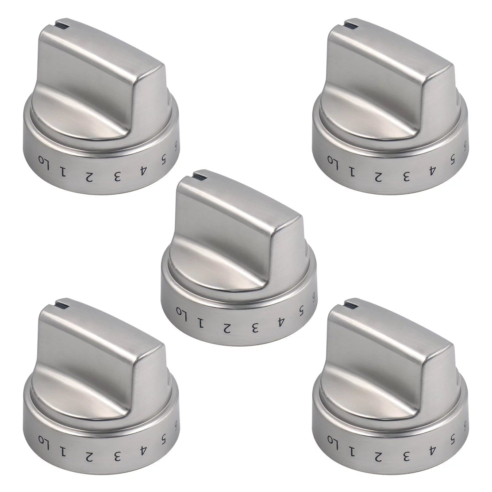 Qzanyee 5 Packs Gas Stove Knobs Replacements for GE Stove Knob Stainless Steel Range Burner Control Knob