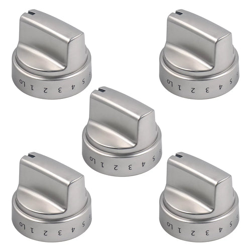 Qzanyee 5 Packs Gas Stove Knobs Replacements for GE Stove Knob Stainless Steel Range Burner Control Knob