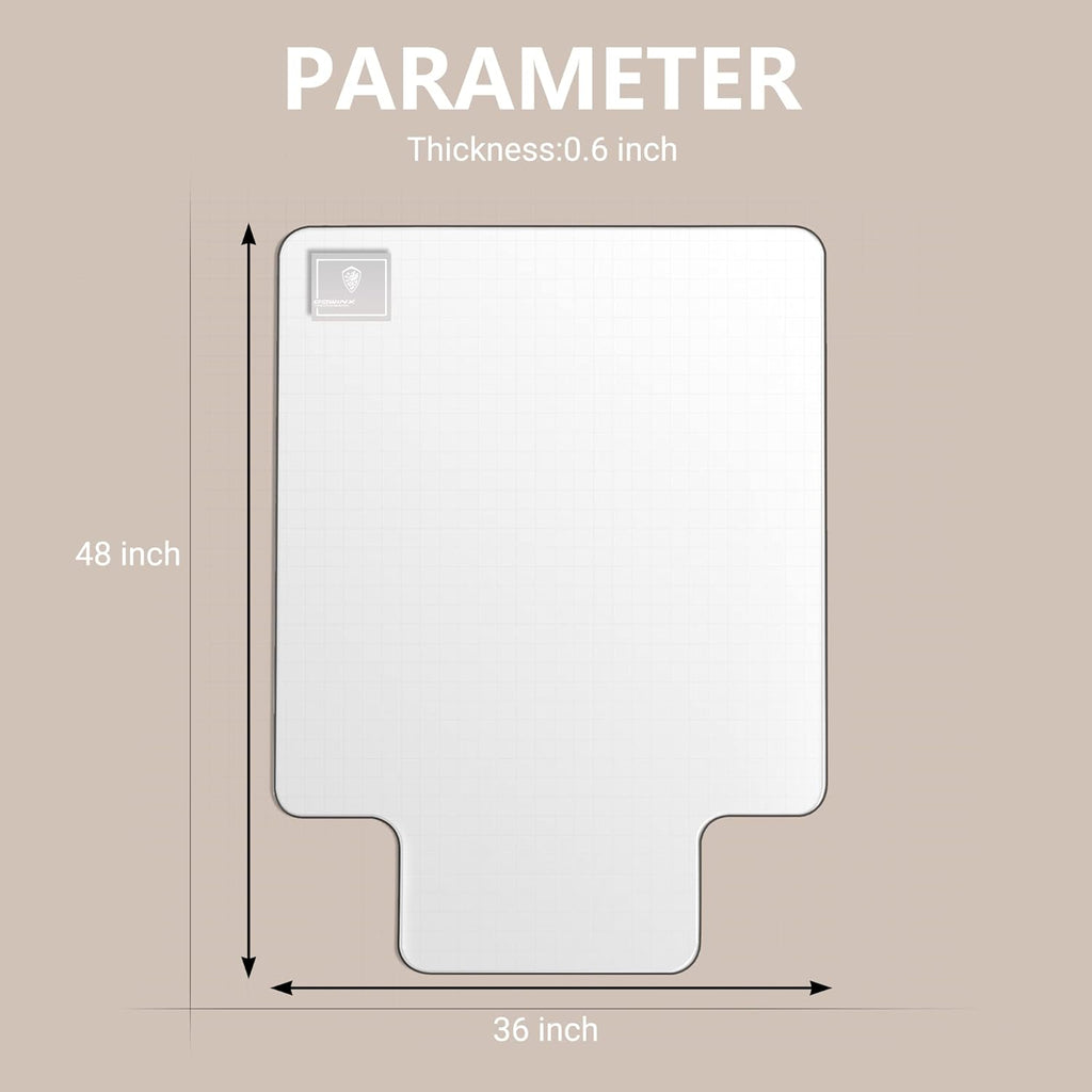 Office Chair Mat for Hardwood Floor, Desk Chair Protector for Hard Floors, Rolling Chair Plastic Mat for Tile Floor, Computer Chair Clear Mat with Lip (36" x 48") P490257