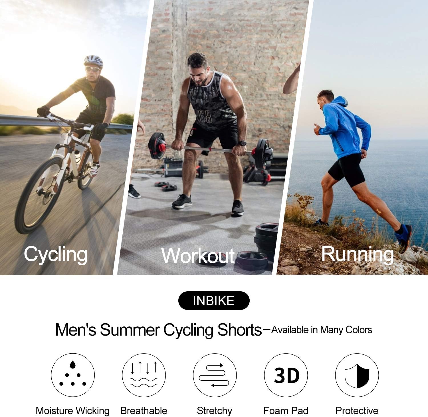 3D Padded Cycling Shorts for Men, Waterproof, Blue E959674