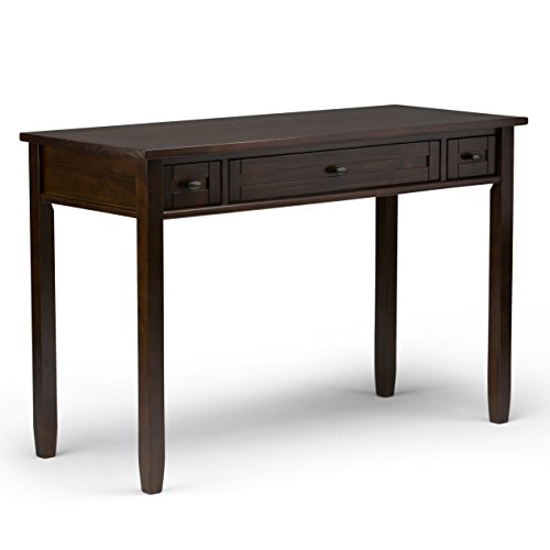SIMPLIHOME Warm Shaker SOLID WOOD Hickory Brown 48 inch Wide Home Office Desk, Writing Table, Workstation, Study Table Furniture in White with 2 Drawers