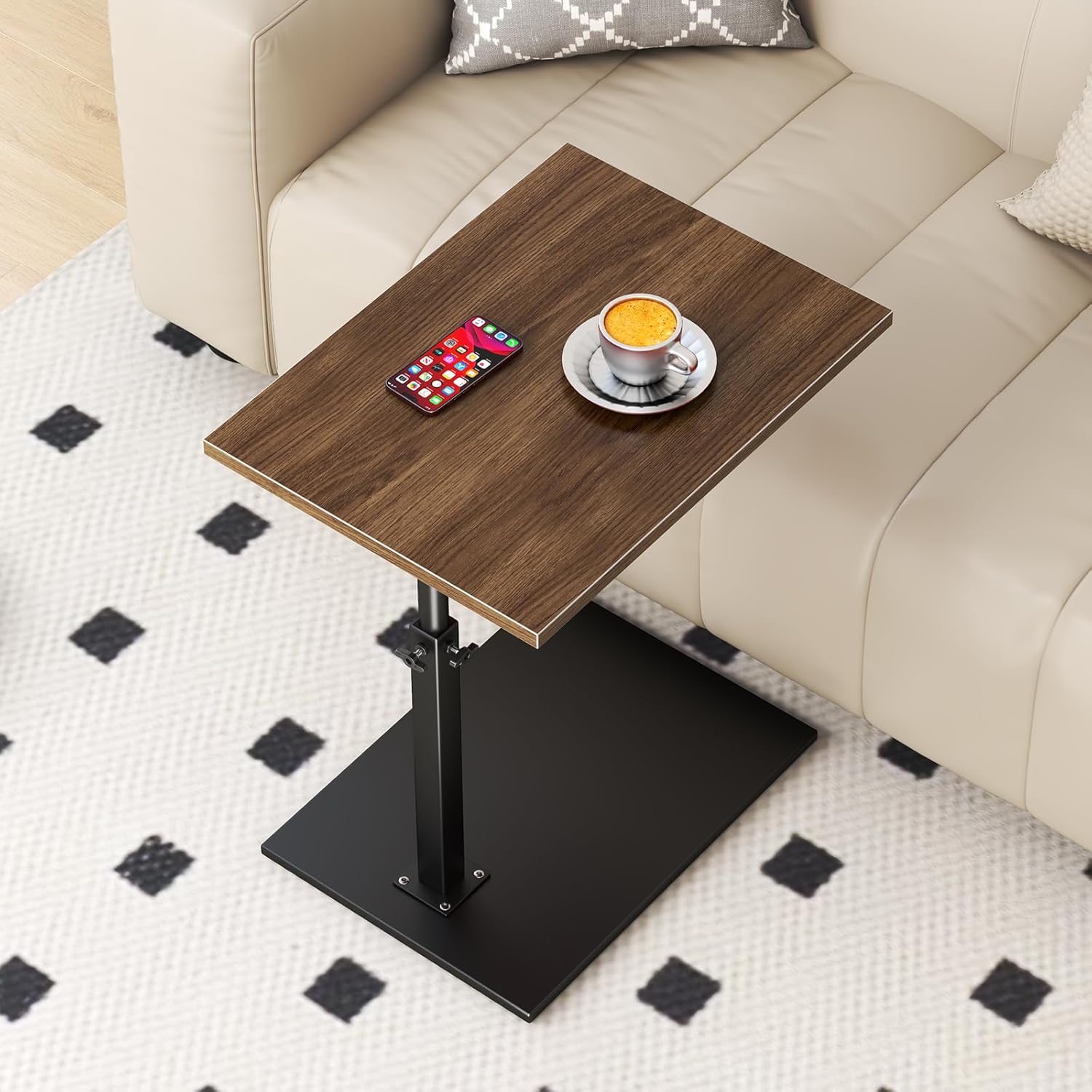 Adjustable C Table End Table with 360° Swivel, Slide Under Couch for Living Room X2463