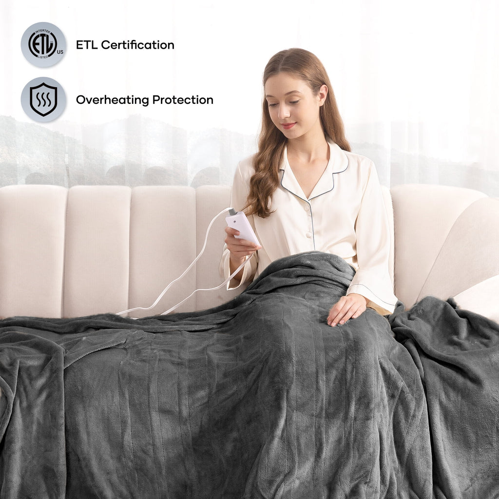 Electric Heated Blanket Full Size with 4 Heating Levels, 10H Auto-off, Machine Washable W23566